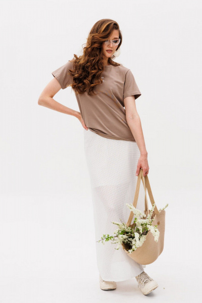 Футболка ERTANNO 2028 бежевый/капучино - фото 4