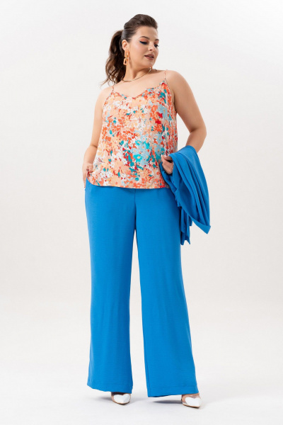 Брюки, жакет, топ Andina 3001-3 индиго - фото 14