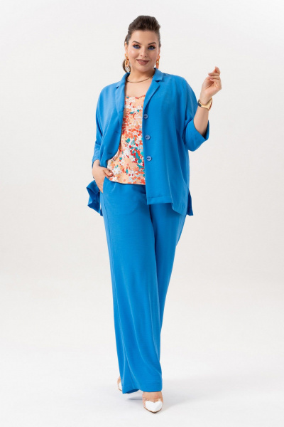 Брюки, жакет, топ Andina 3001-3 индиго - фото 13