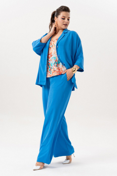 Брюки, жакет, топ Andina 3001-3 индиго - фото 12