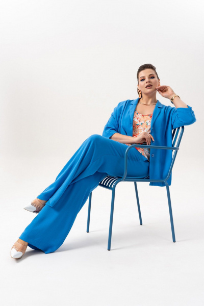 Брюки, жакет, топ Andina 3001-3 индиго - фото 5