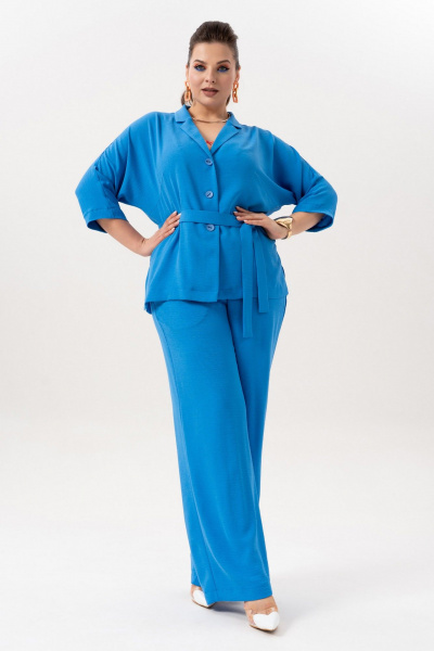 Брюки, жакет, топ Andina 3001-3 индиго - фото 1