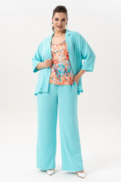 Брюки, жакет, топ Andina 3001-6 бирюза - фото 13