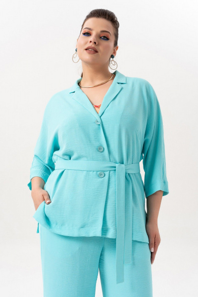 Брюки, жакет, топ Andina 3001-6 бирюза - фото 9