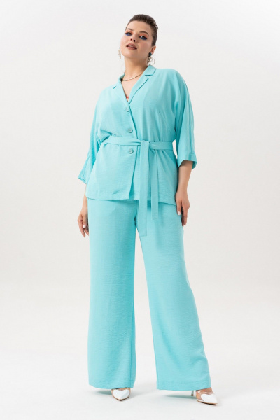 Брюки, жакет, топ Andina 3001-6 бирюза - фото 8