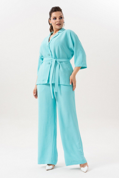 Брюки, жакет, топ Andina 3001-6 бирюза - фото 7