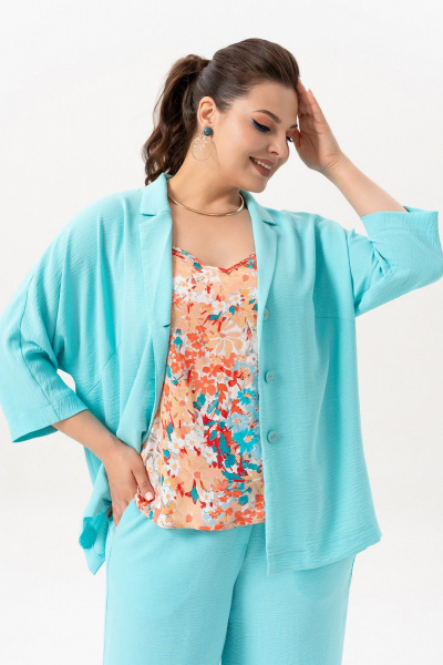 Брюки, жакет, топ Andina 3001-6 бирюза - фото 2