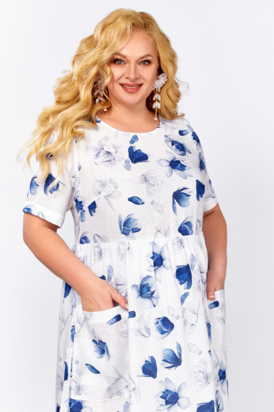 Платье Swallow 849.2 молочный/синие_серые_цветы - фото 8