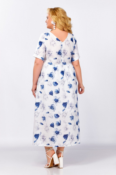 Платье Swallow 849.2 молочный/синие_серые_цветы - фото 7