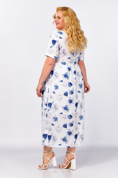 Платье Swallow 849.2 молочный/синие_серые_цветы - фото 6