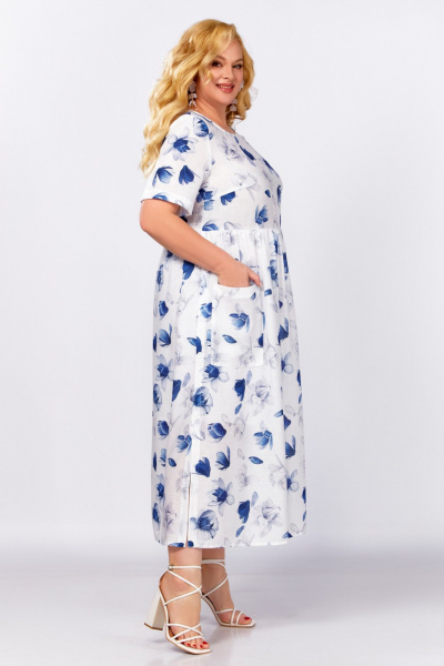 Платье Swallow 849.2 молочный/синие_серые_цветы - фото 5
