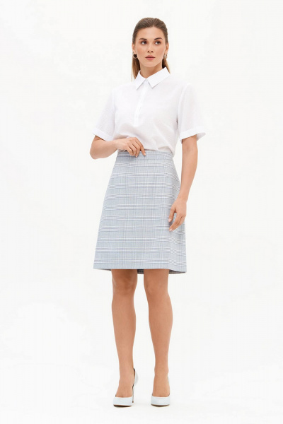Юбка Nelva 4920 голубая клетка - фото 3
