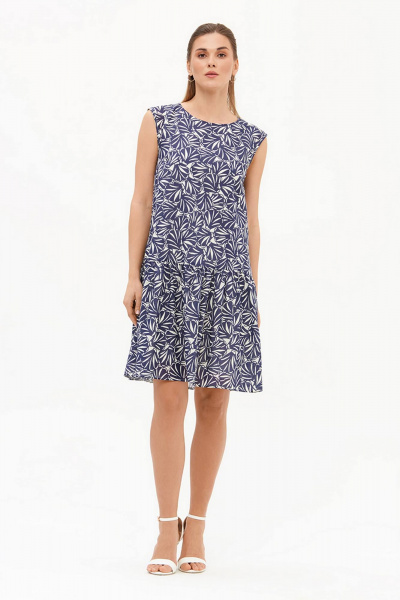 Платье Nelva 51730 синий принт - фото 1