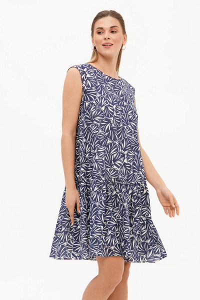 Платье Nelva 51730 синий принт - фото 6