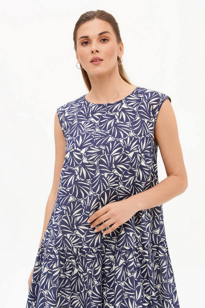 Платье Nelva 51730 синий принт - фото 4