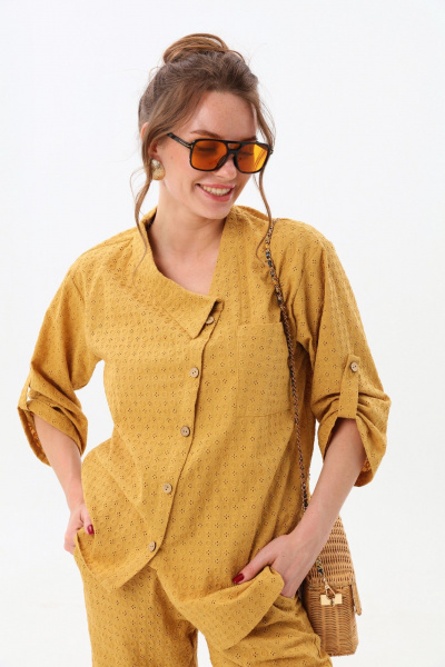 Брюки, жакет NikVa 901-6 горчица - фото 6