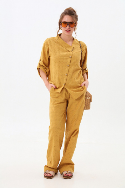 Брюки, жакет NikVa 901-6 горчица - фото 1