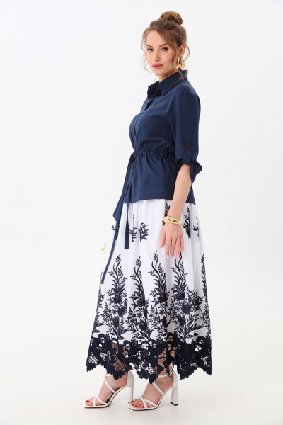 Жакет, юбка NikVa 917-6 индиго_ молоко - фото 6