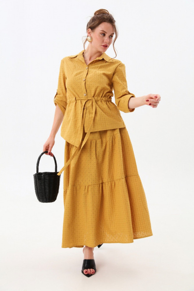 Жакет, юбка NikVa 917-8 горчица - фото 1