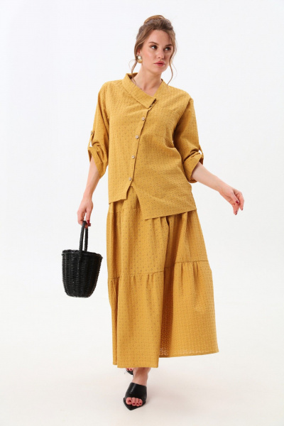 Жакет, юбка NikVa 928-6 горчица - фото 3