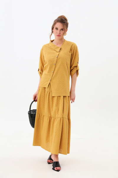 Жакет, юбка NikVa 928-6 горчица - фото 1