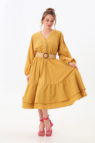 Платье NikVa 974-1 горчица - фото 6