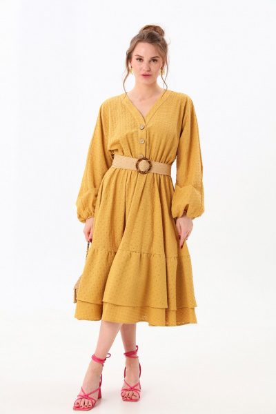 Платье NikVa 974-1 горчица - фото 1