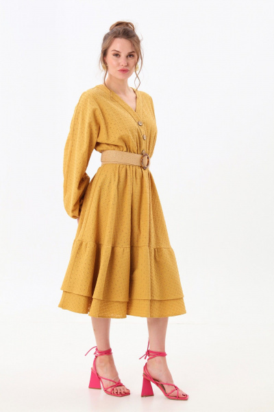 Платье NikVa 974-1 горчица - фото 2