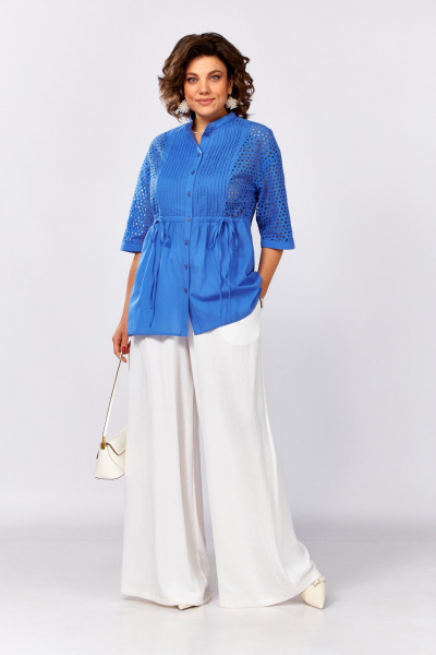 Блуза, брюки Lady Secret 2998 молочный+василек - фото 1