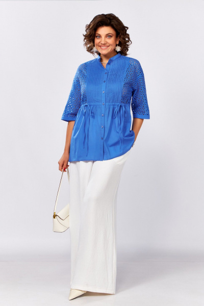 Блуза, брюки Lady Secret 2998 молочный+василек - фото 2