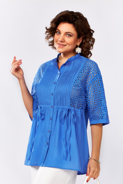 Блуза, брюки Lady Secret 2998 молочный+василек - фото 3