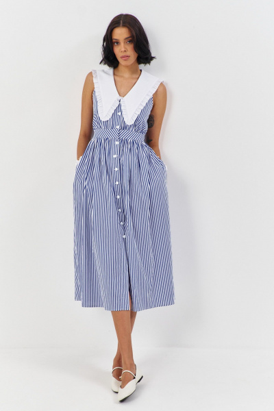 Платье FLAIM 1197 синий_белый - фото 1