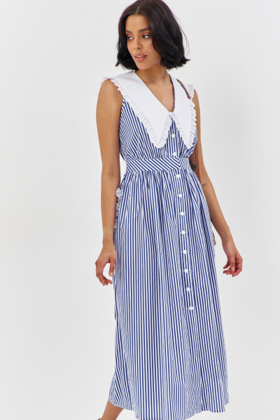 Платье FLAIM 1197 синий_белый - фото 3