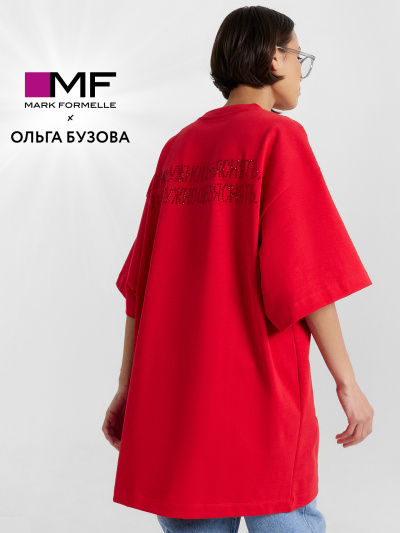 Футболка Mark Formelle 112949/24-33319П-0 красная_аура_печать_1сл_аппликация_из_страз_спинка_ - фото 32