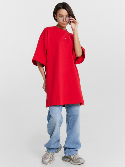 Футболка Mark Formelle 112949/24-33319П-0 красная_аура_печать_1сл_аппликация_из_страз_спинка_ - фото 33