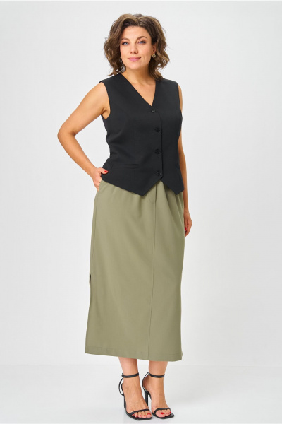 Жилет, юбка Andina city 9070-25 черный-хаки - фото 5