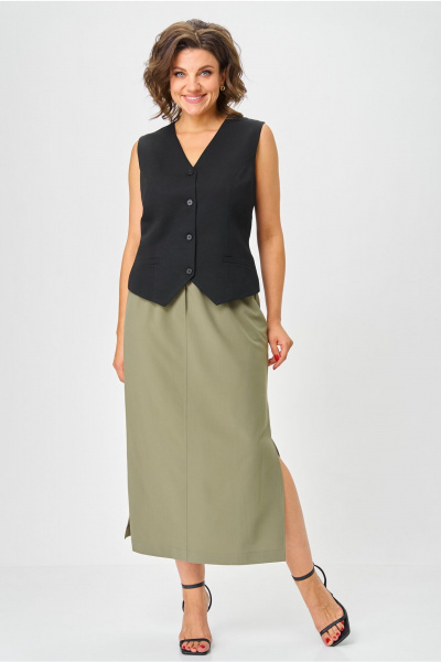 Жилет, юбка Andina city 9070-25 черный-хаки - фото 4