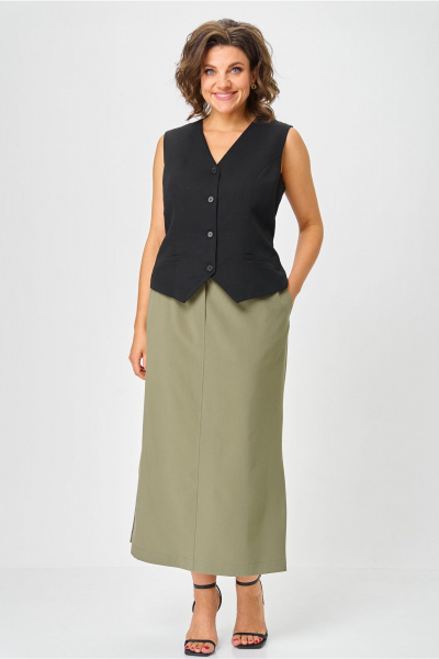 Жилет, юбка Andina city 9070-25 черный-хаки - фото 1