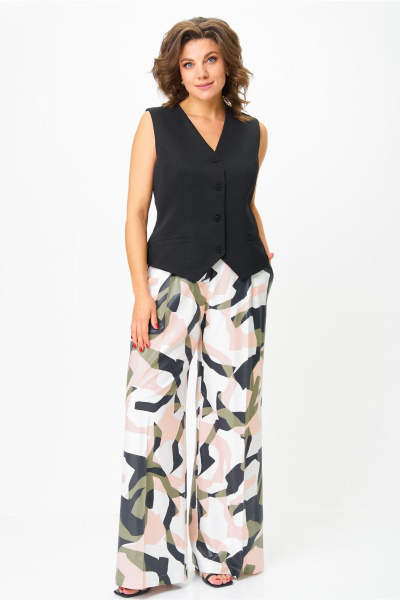 Брюки, жилет Andina city 9068-25 черный_белый_абстракция - фото 9