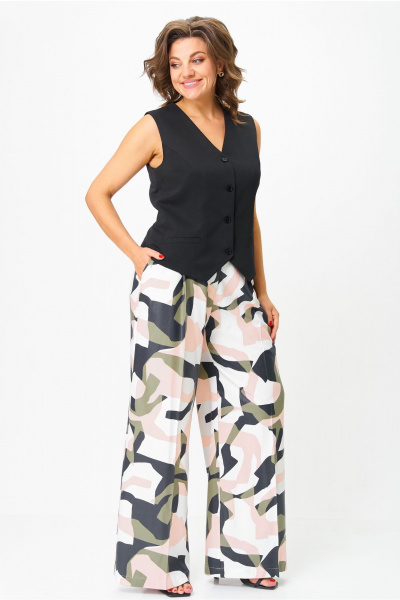 Брюки, жилет Andina city 9068-25 черный_белый_абстракция - фото 4