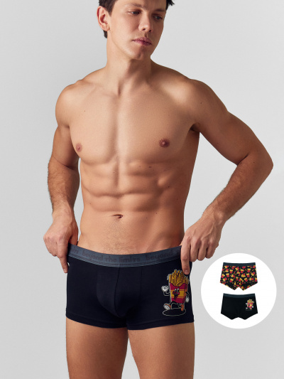 Трусы Mark Formelle 411124-2/25-4874П-5 черный_картошка_на_черном_3_сл_1тр_на_ЛВ_дет - фото 94