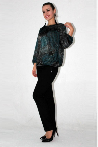 Блуза Arisha 2027 серо-бирюзовый - фото 3