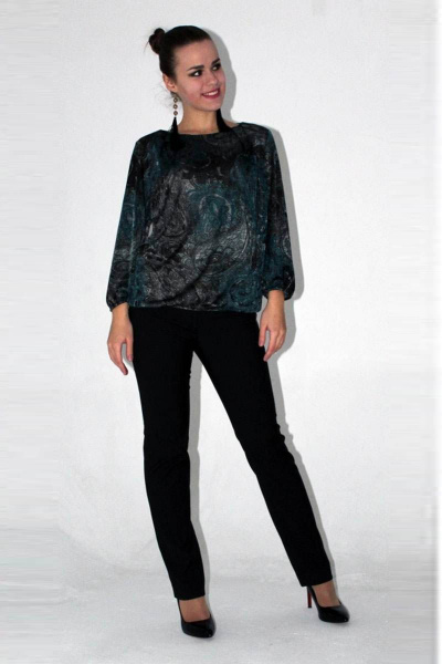 Блуза Arisha 2027 серо-бирюзовый - фото 2