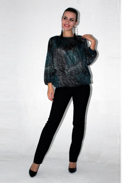Блуза Arisha 2027 серо-бирюзовый - фото 1