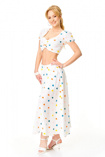 Блуза, юбка T&N 7655 молоко_сердечки - фото 11