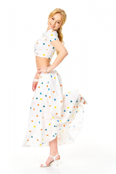 Блуза, юбка T&N 7655 молоко_сердечки - фото 7