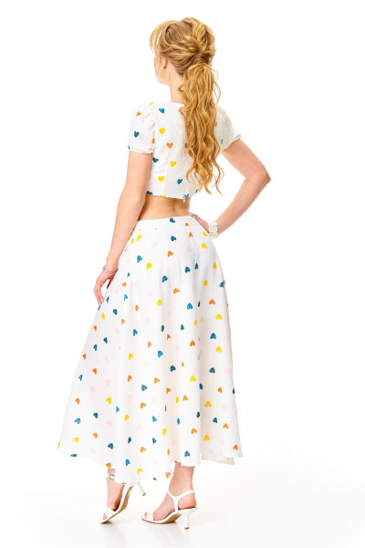 Блуза, юбка T&N 7655 молоко_сердечки - фото 2