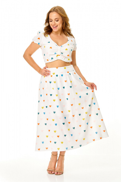 Блуза, юбка T&N 7655 молоко_сердечки - фото 6