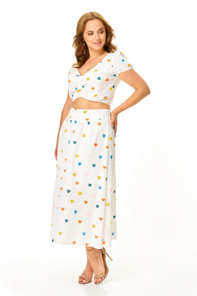 Блуза, юбка T&N 7655 молоко_сердечки - фото 3