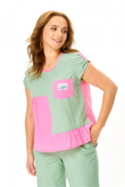 Блуза, брюки T&N 7660 мята-роза - фото 7